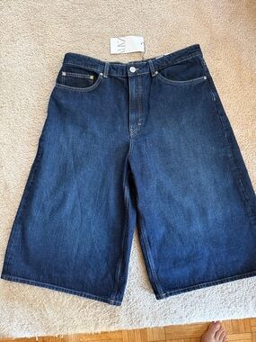 Zara Baggy Jorts Dark Blue Denim. Size 10. NWT